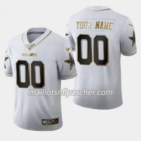 Maillot Dallas Cowboys Custom Nike Blanc Golden Edition 100th - Homme